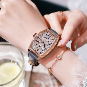 GUOU 8200 High Quality Watch Women Luxury Rhinestone Leather Strap Waterproof Quartz Watch Ladies Casual Diamond Watches