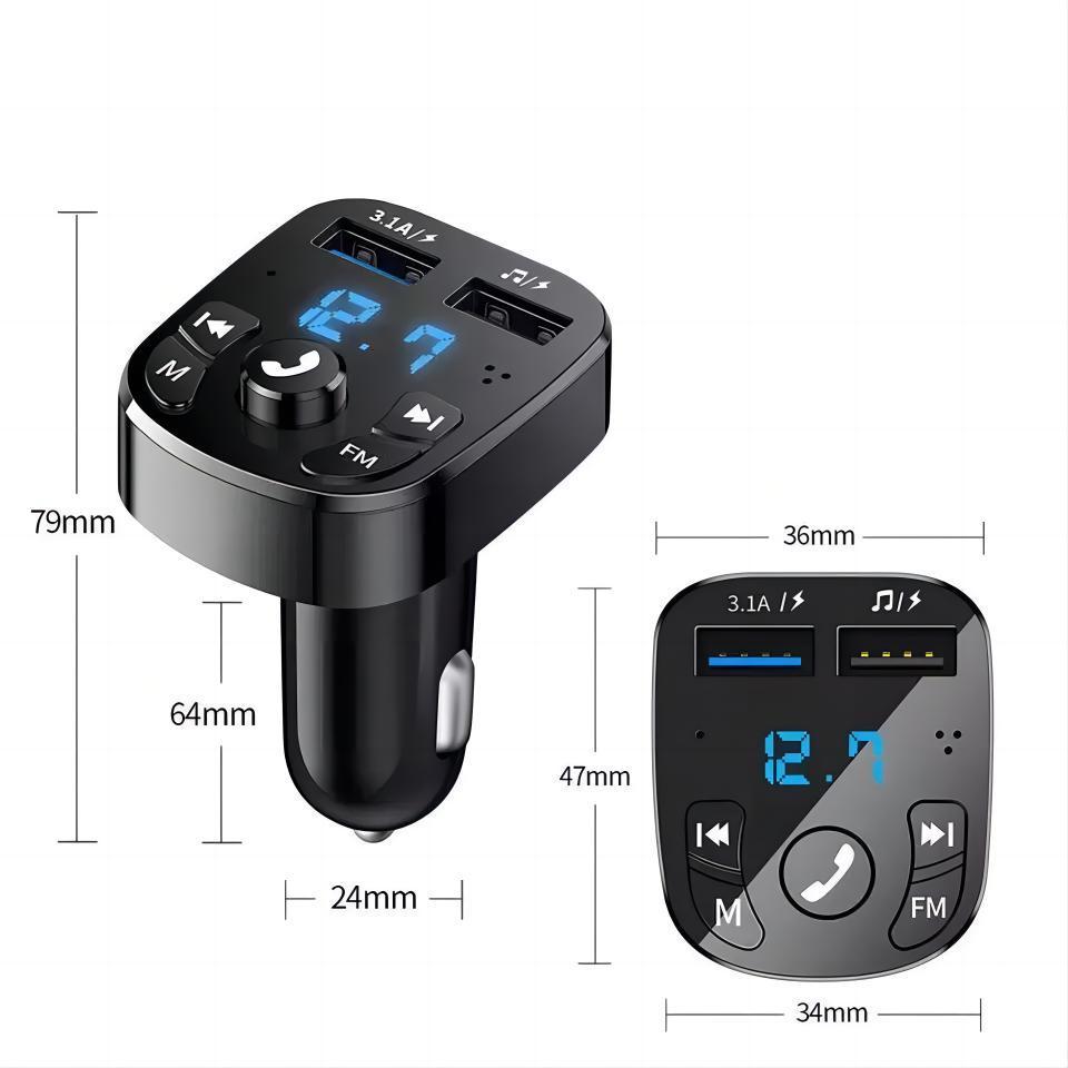 FM Transmitter Wireless Radio Stereo Handsfree Kit Car Audio MP3 Player with 3.1A Quick Charge Dual USB Car Charger