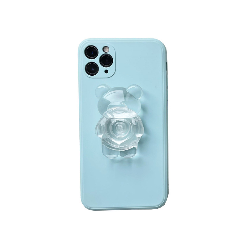 High Quality Cute Phone Socket 3D Crystal Clear Bear Mobile Phone Grip Holder for Phone 15 Pro Max Huawei