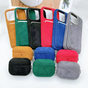 Wholesale vegan leather magnetic phone case with detachable card holder Earphone case for iphone 14 15 set