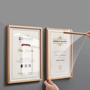 document frame wood solid wooden medal frame certificate Wholesale Square A4 Paper-cut 3D Diy diploma frame wood