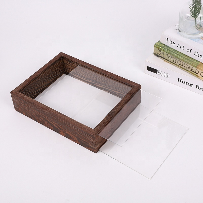 Wholesale Custom 3D Wood Picture Frame Wooden Medal Box Double Glass Acrylic Deep Shadow Box Frame