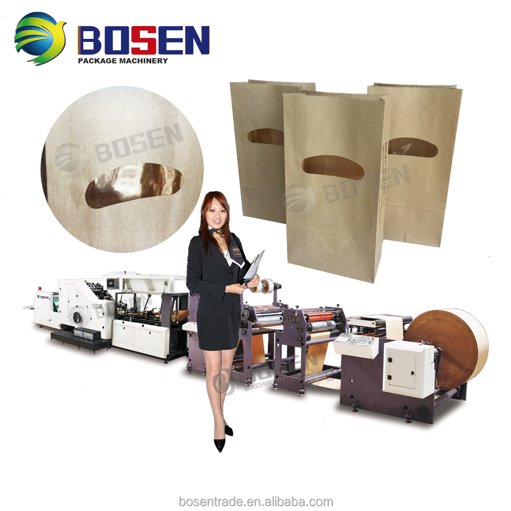 BS460W High Quality Paper Bag Making Machine With Window Pacthing And Punching Speed 180pcs/min