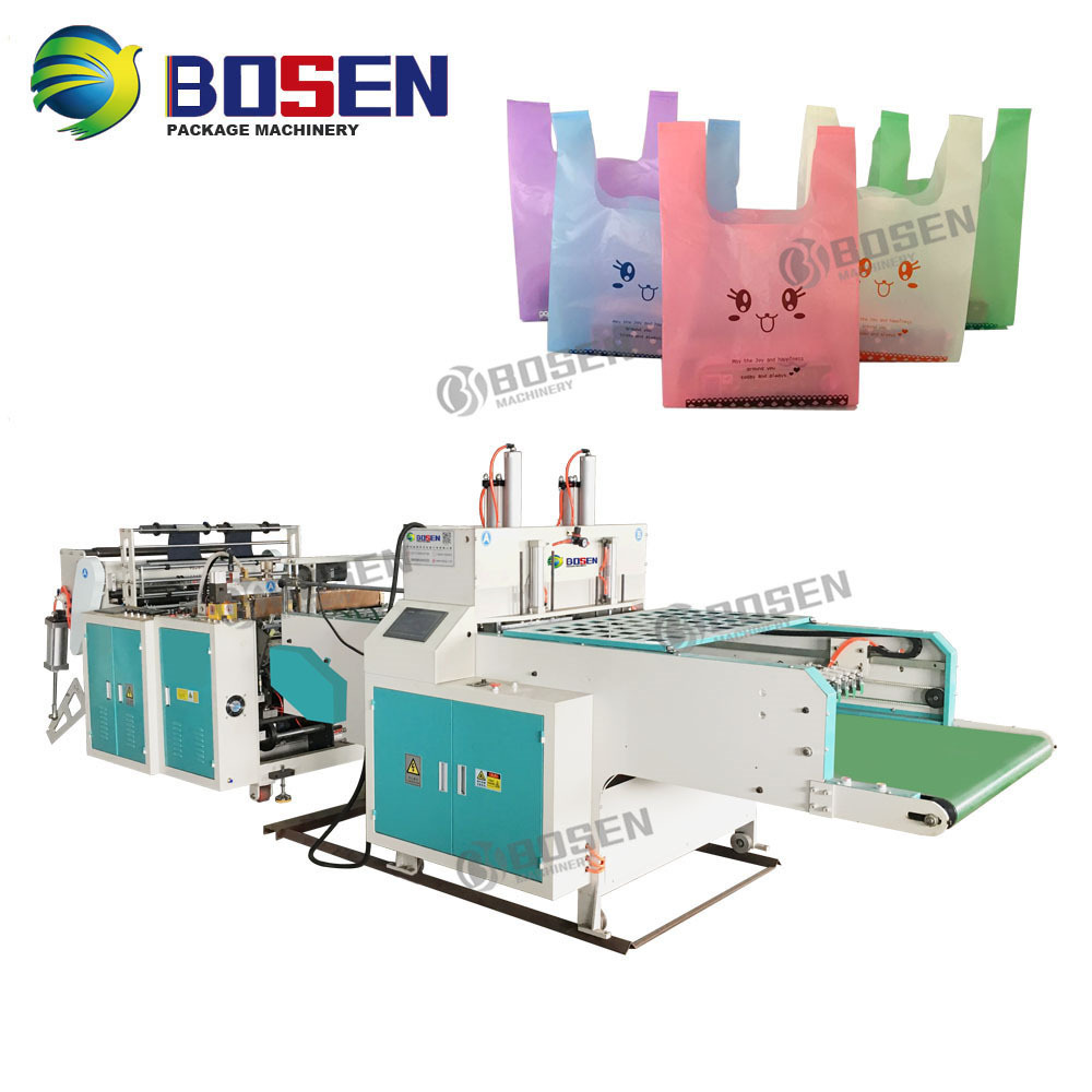 High Speed Automatic Plastic Shopping Bag T-shirt Polythene Small-scale Plastic Bag Making Machine