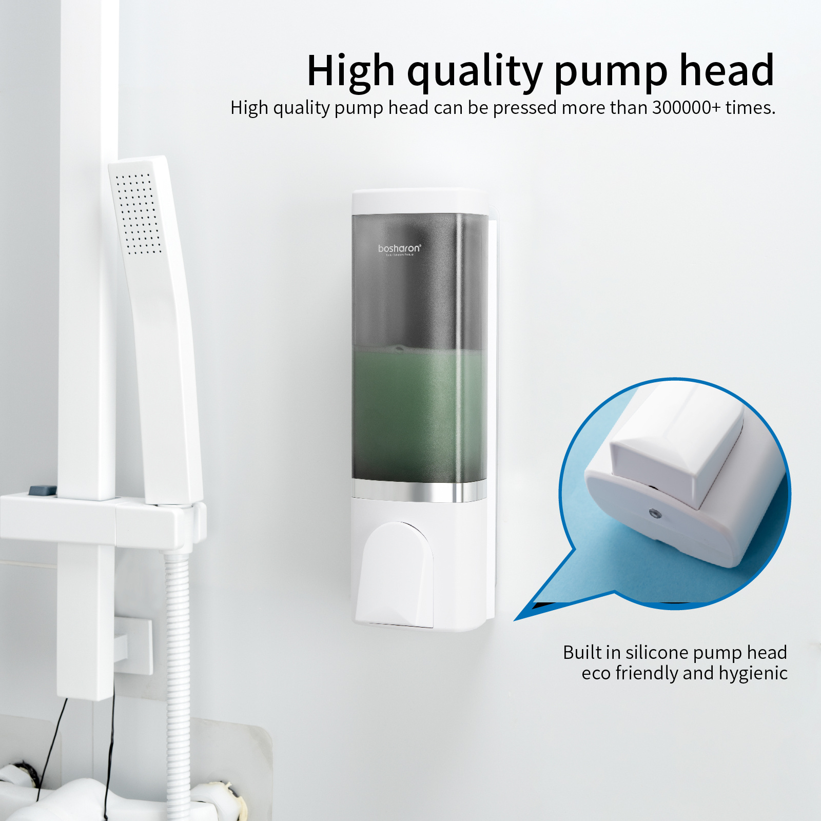 High quality wall mount hotel ABS plastic manual liquid hand soap and shower gel shampoo lotion dispenser single bottle 500ml*1