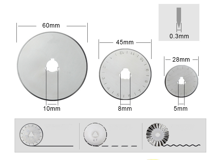 China Professional Manufacture 60mm 45mm Rotary Cutter Blades