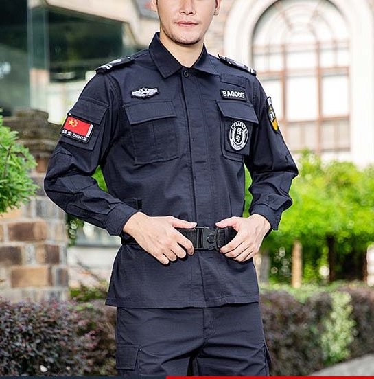 High Performance Spring Autumn Thicken Long Sleeve Black Men's Security Guard Uniform