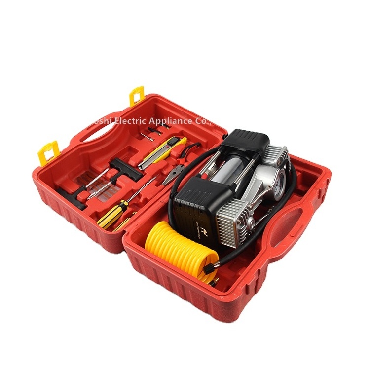 12v air compressor double cylinder car tire inflator tool kit