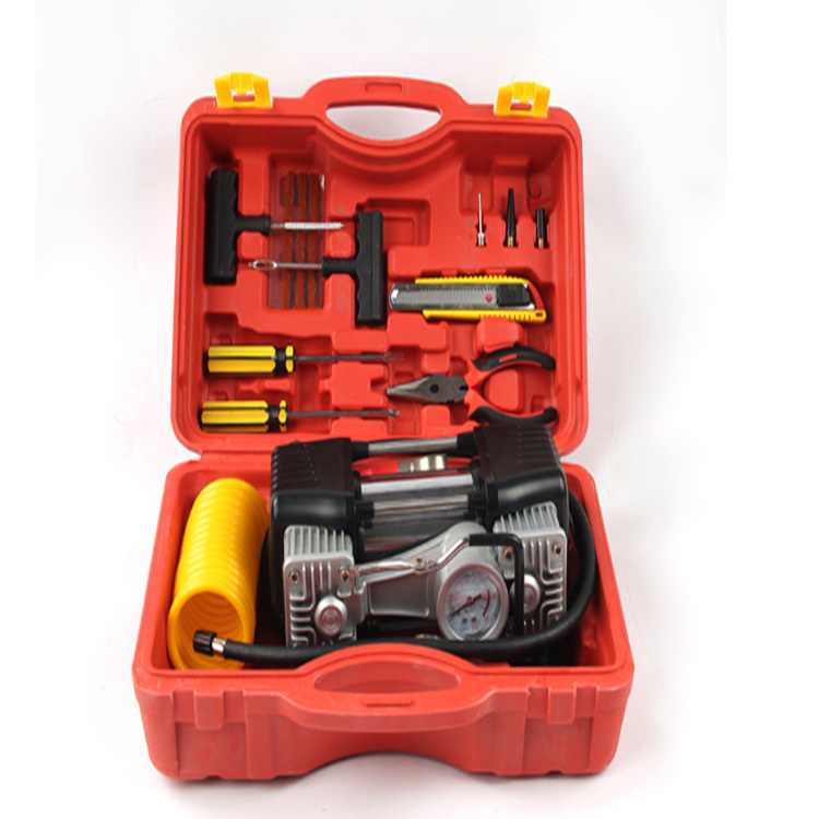 12v air compressor double cylinder car tire inflator tool kit