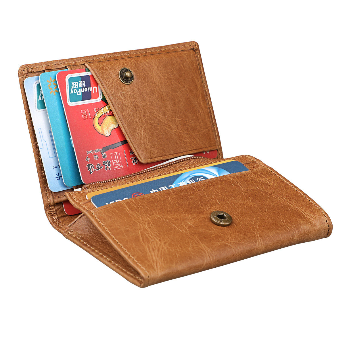 Wholesale Genuine Leather Customized Leather ID Credit Card Holder Wallet