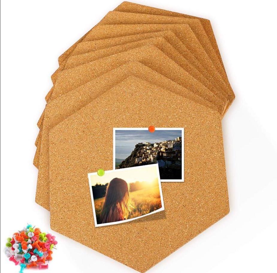 Boshiho Wholesale Cork board tiles 8 pack with full sticky back mini wall pin board-decoration bulletin board