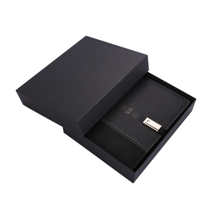 Boshiho corporate gifts construction optimum A5 notebook with 8000mAh power bank & wireless charger