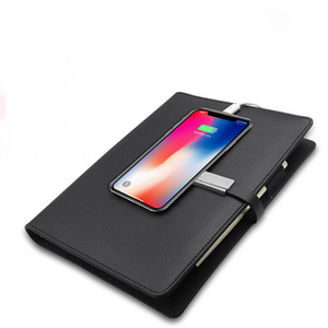 Boshiho corporate gifts construction optimum A5 notebook with 8000mAh power bank & wireless charger