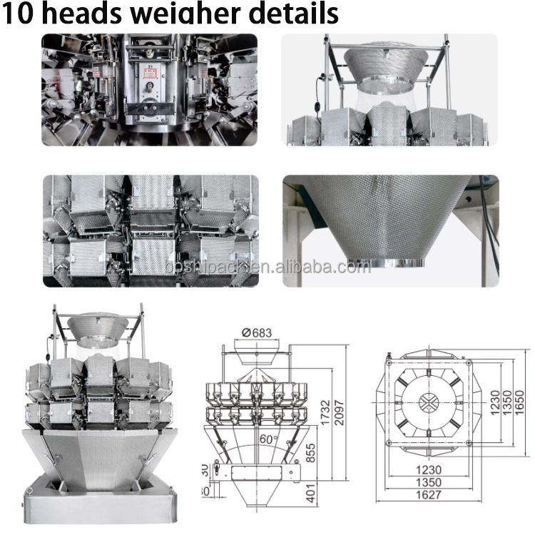 Vertical 10 multihead weigher dark red kidney beans flax seed packing machine multi-function packaging machines