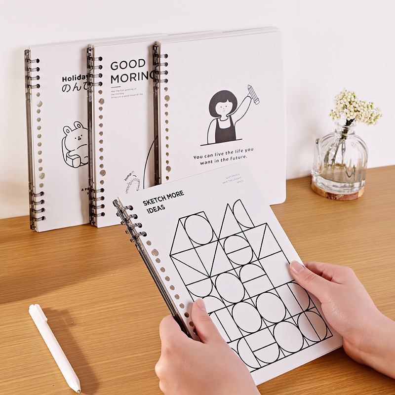 Wholesale Black White Design Paper Cover Loose-leaf Diary Simple Style Checkered A5 Notebook