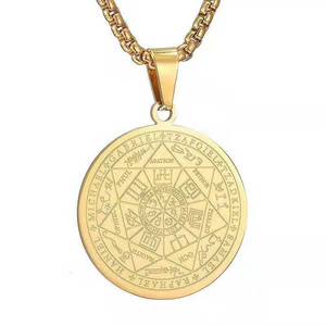 European and American popular titanium steel Solomon magic amulet pendant fashion stainless steel seven angel guardian necklace