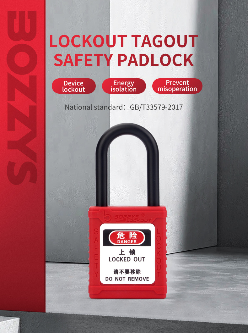 38mm Shackle Loto insulated safety padlock with Master key for Industrial lockout-tagout Custom laser coding and label