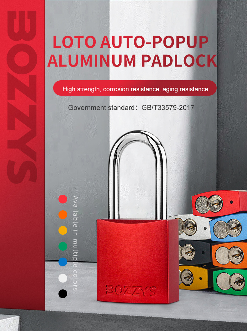 Compact anodized keyed alike aluminium padlock with 6.2*38mm hardened steel shackle for Industrial lockout-tagout