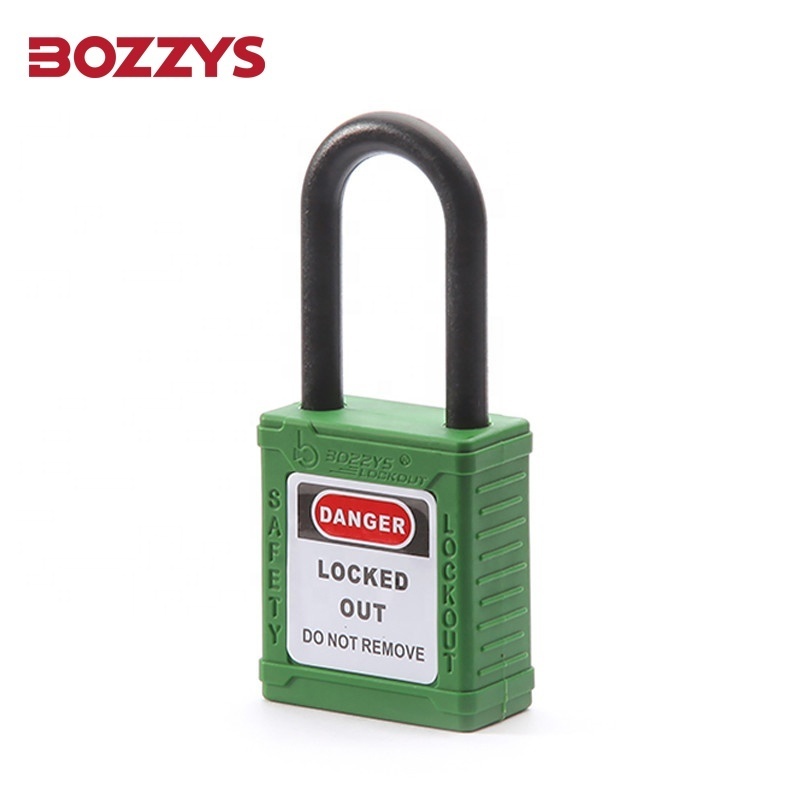 Industrial insulated safety padlock with 6*38MM nylon shackle and key retaining function for Industrial lockout-tagout