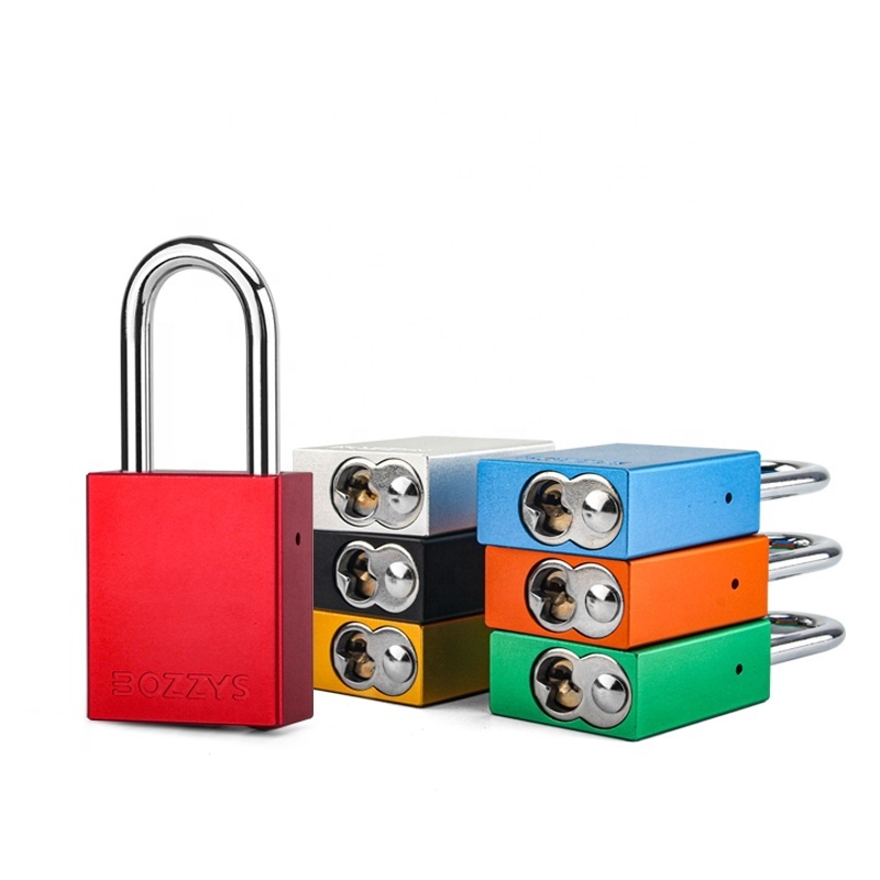 Compact anodized automatic pop-up aluminium padlock with 6*38mm hardened steel shackle for Industrial lockout-tagout