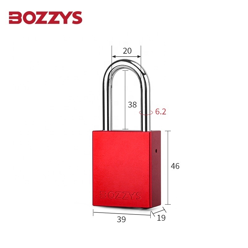 Compact anodized automatic pop-up aluminium padlock with 6*38mm hardened steel shackle for Industrial lockout-tagout