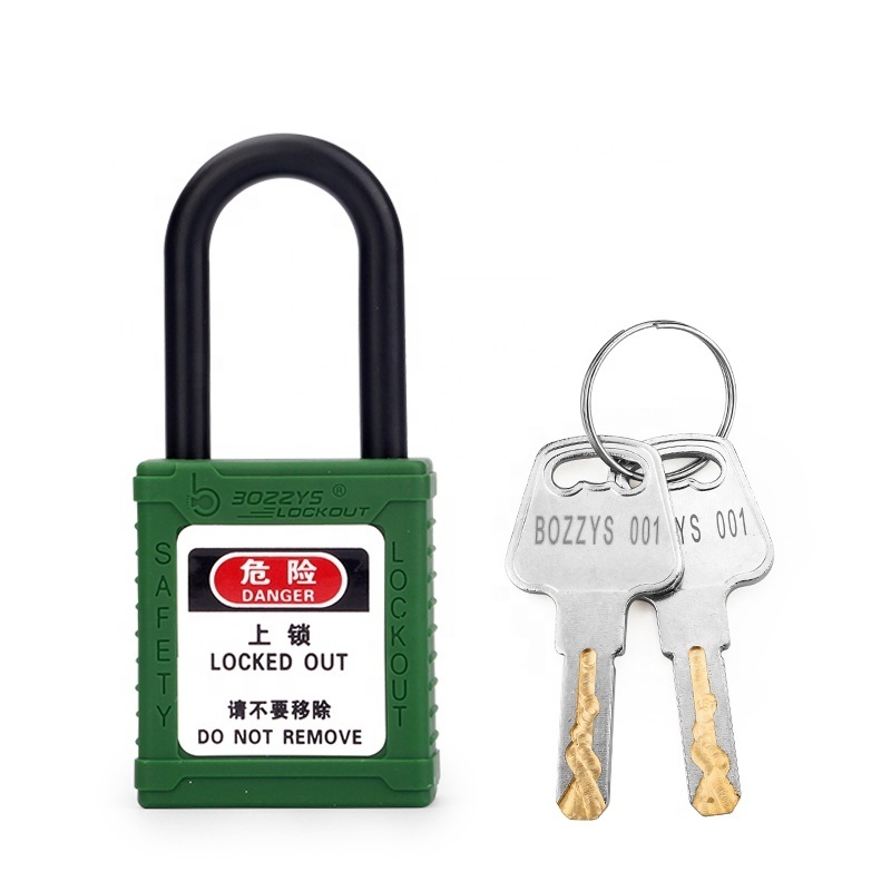 Industrial insulated safety padlock with 6*38MM nylon shackle and key retaining function for Industrial lockout-tagout