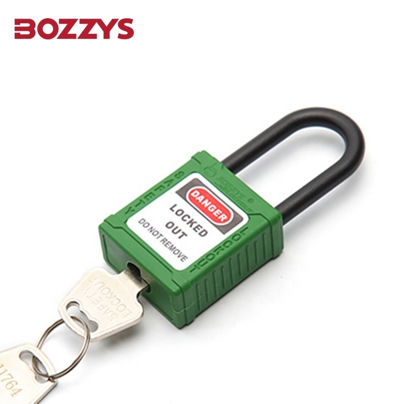 Industrial insulated safety padlock with 6*38MM nylon shackle and key retaining function for Industrial lockout-tagout