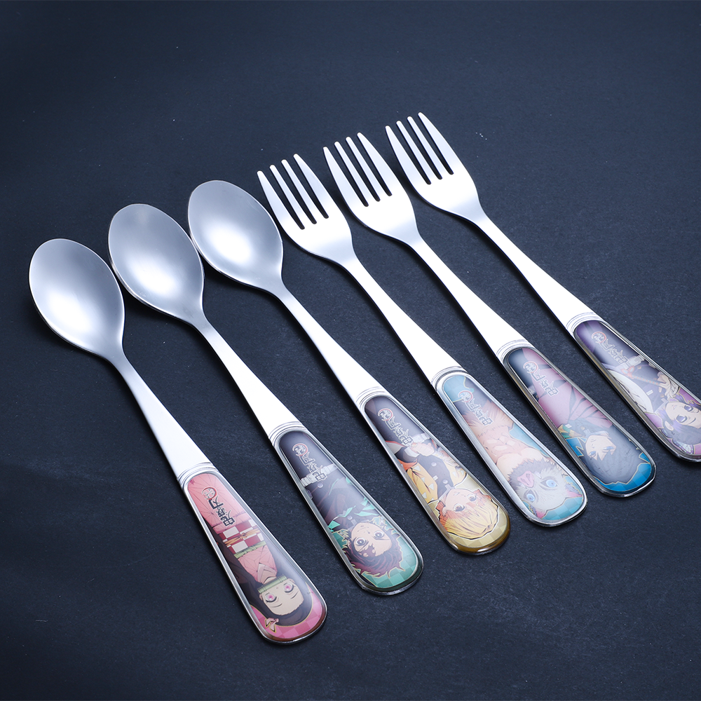 Cartoon cutlery with case for children stainless steel cutlery for kids