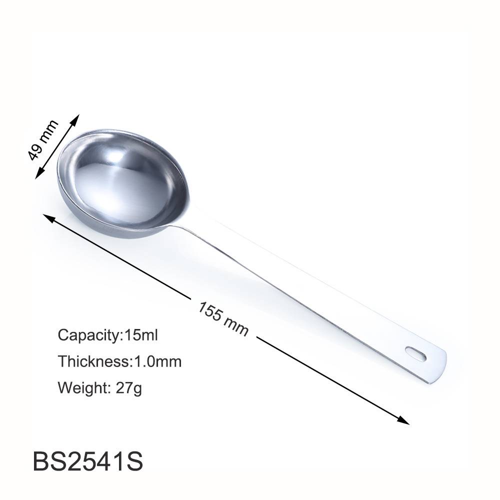 OEM LOGO stainless steel matte black 15ml measuring spoon single cuillere mesure measuring scoop