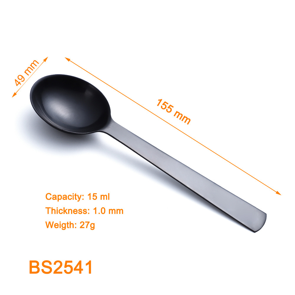 OEM LOGO stainless steel matte black 15ml measuring spoon single cuillere mesure measuring scoop