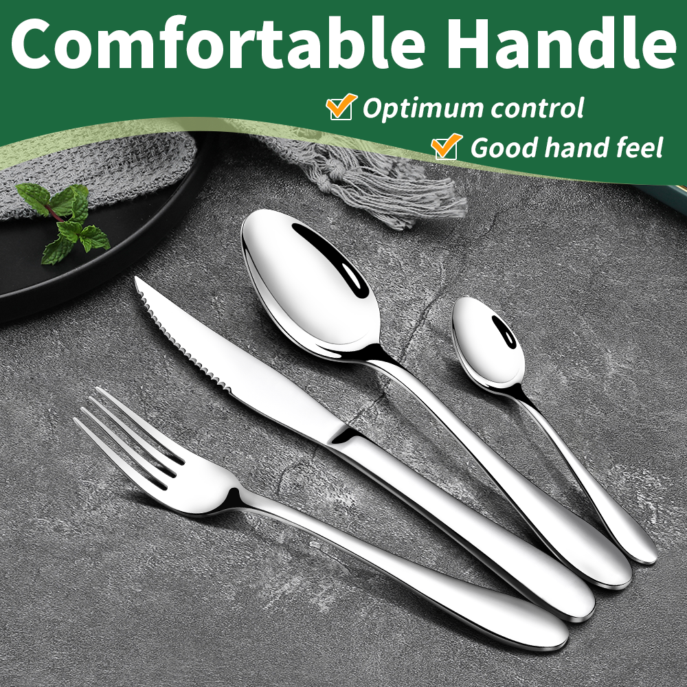 Restaurant cutlery set for hotel cubiertos acero inox 410 metal spoons forks and knives stainless steel cutlery set