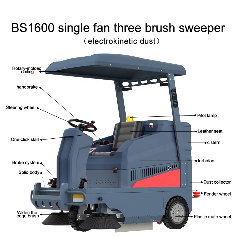 Made in China Electric Battery Powered Road Sweeper Three Wheel Floor Sweeping Cleaning Tricycle