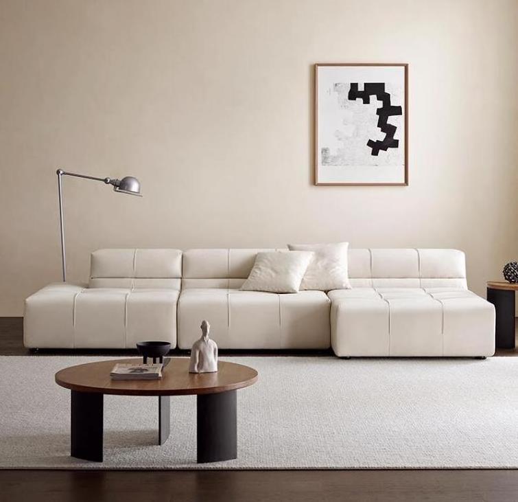 Living room furniture corner white leather cloud modular sectional 3 4 5 seater sofa set for villa home