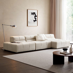 Living room furniture corner white leather cloud modular sectional 3 4 5 seater sofa set for villa home