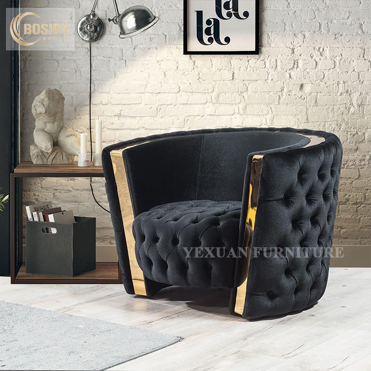 Foshan manufacture wholesale luxury modern furniture couch living room sofa set designs tufted sofa black and gold sofa