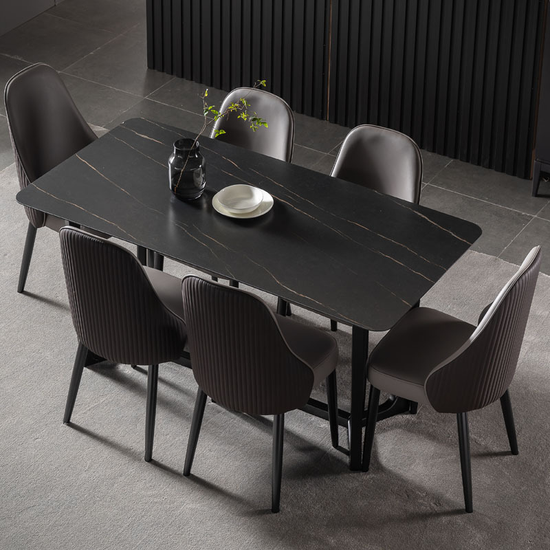 4 chairs dining room furniture black sintered stone cover modern dinning table set