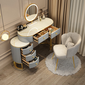 Modern European luxury style design bedroom furniture vanity set dressing table with makeup mirror