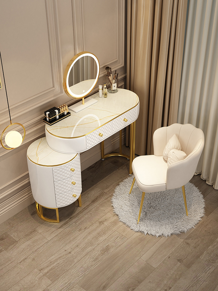 Modern European luxury style design bedroom furniture vanity set dressing table with makeup mirror