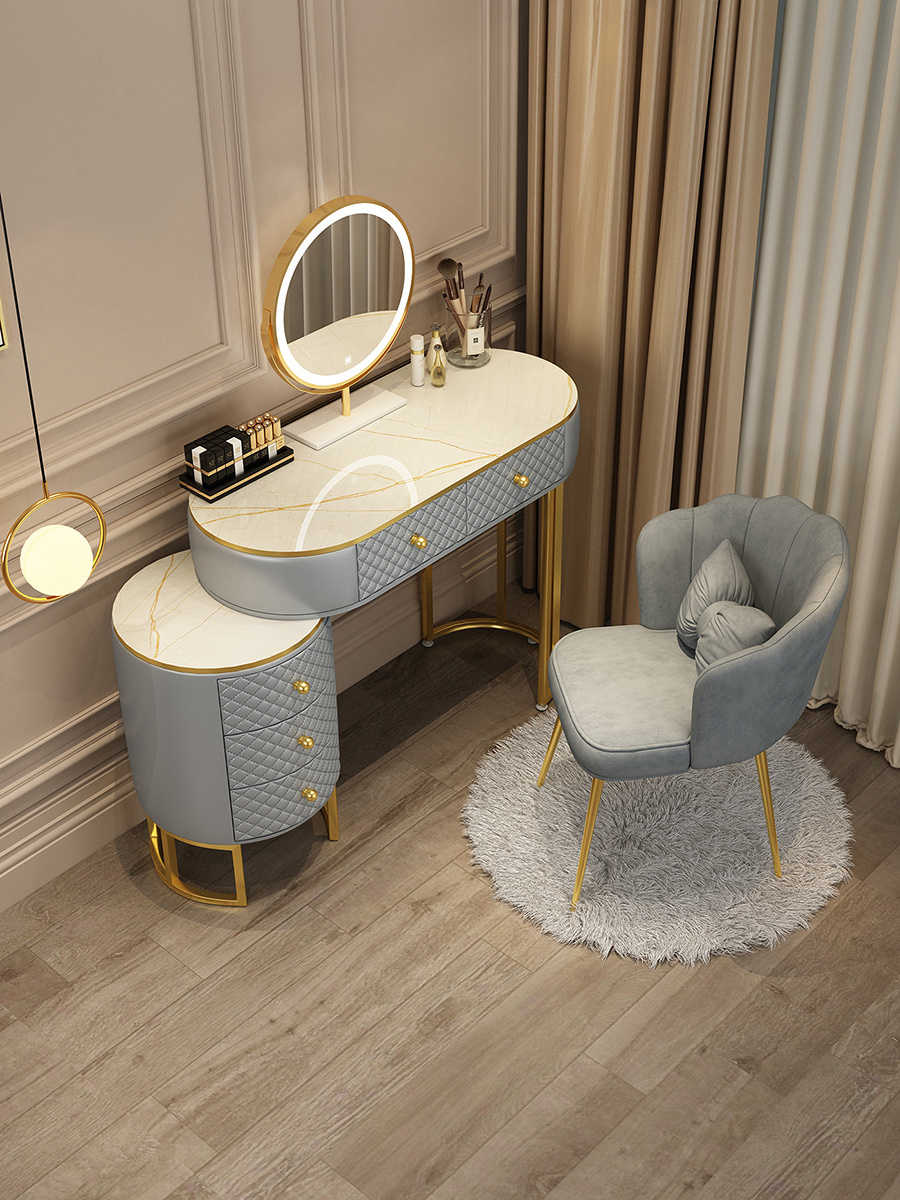 Modern European luxury style design bedroom furniture vanity set dressing table with makeup mirror