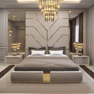 Luxury bedroom furniture modern headboards adhesive fabric background wall panels for double full hotel bed