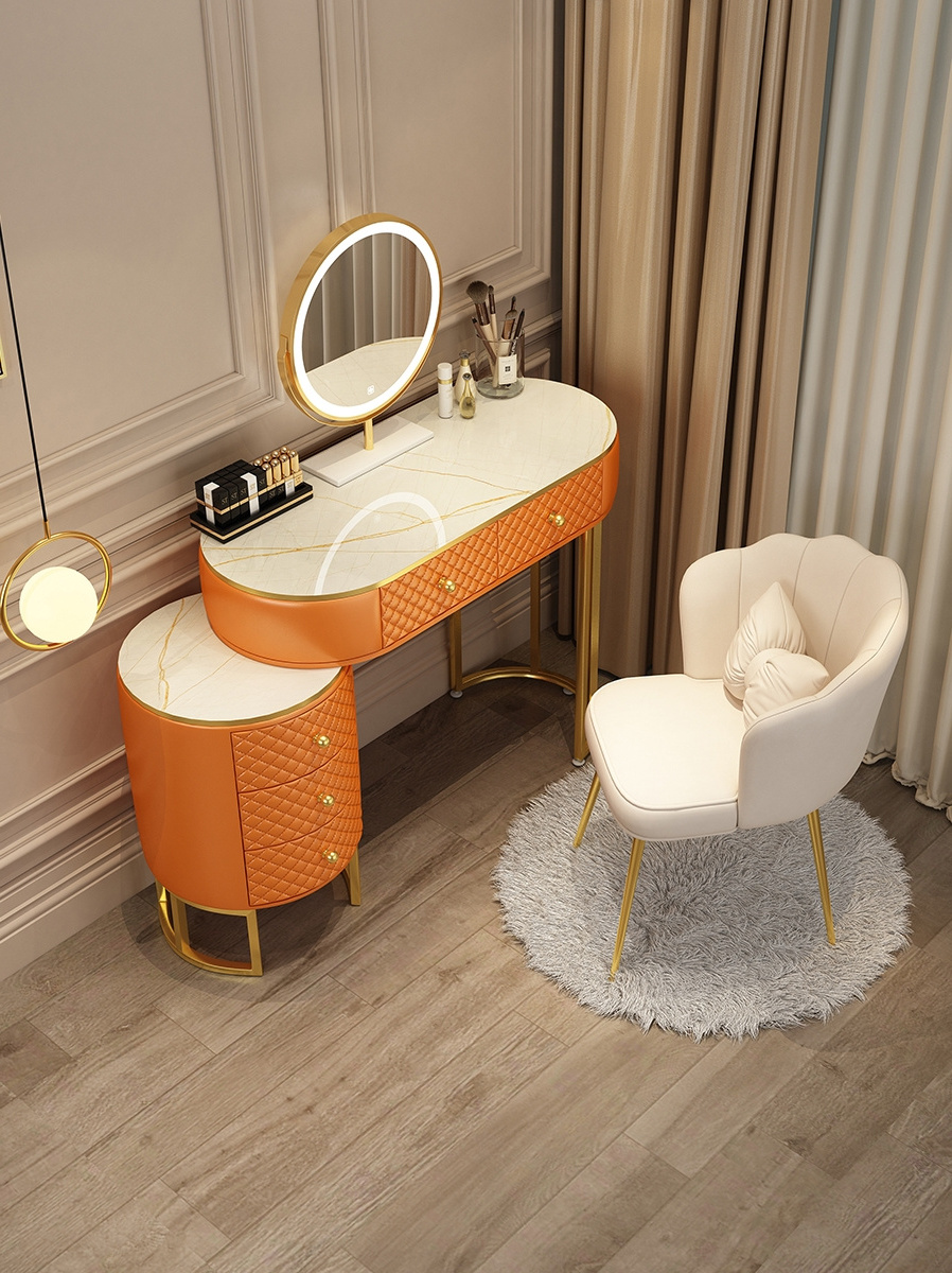 Modern European luxury style design bedroom furniture vanity set dressing table with makeup mirror