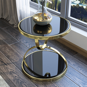 OEM ODM china manufacturer modern white black color glass marble top side tables for living room sofa side coffee table