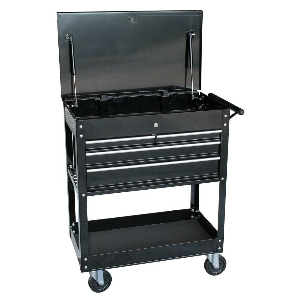 Black Garage Workbench Steel Rolling Tool Cabinet storage Workshop