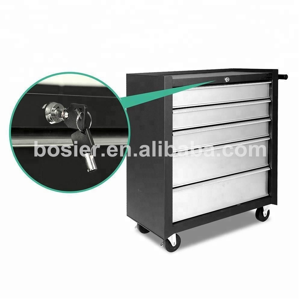 Heavy duty tool trolley tool chest on wheels 5 drawerwith tool box organizer with wheels