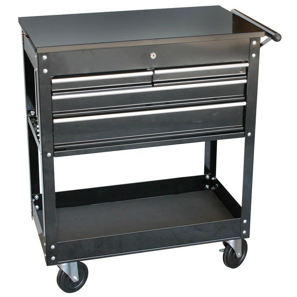 Black Garage Workbench Steel Rolling Tool Cabinet storage Workshop