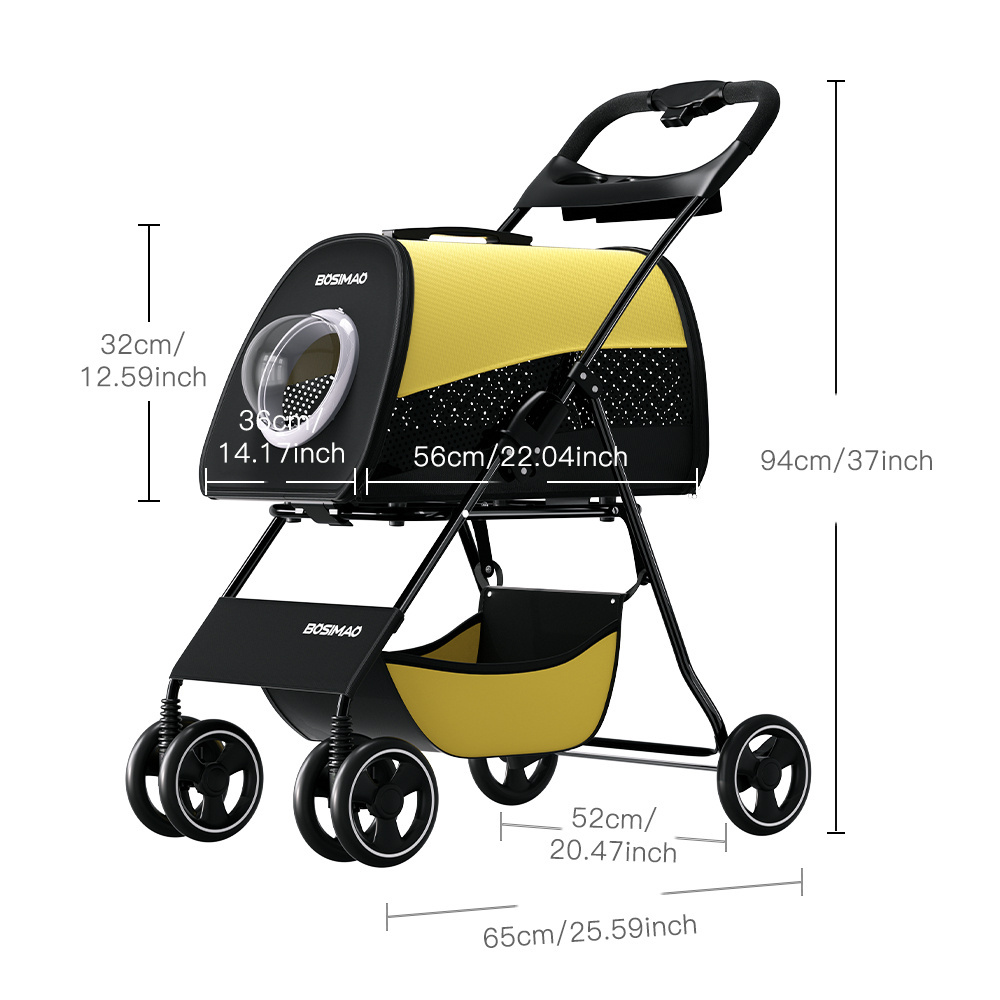 Small Soft-Shell Pet Stroller for Travel Convenient Mobile Dog or Cat Kennel that Can Be Removed and Carried