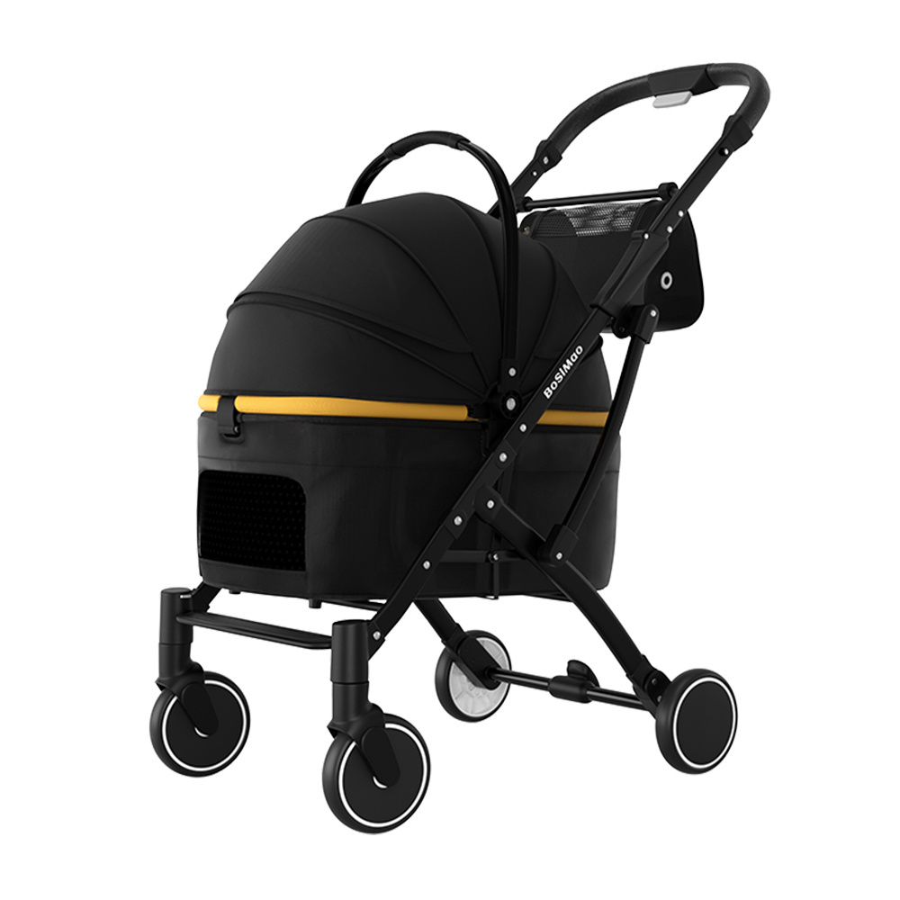 Luxury Adjustable Handle Cat Dog Stroller with Multi-Purpose Basket Low Chassis Pet Carrier Travel Product for Car & House Use