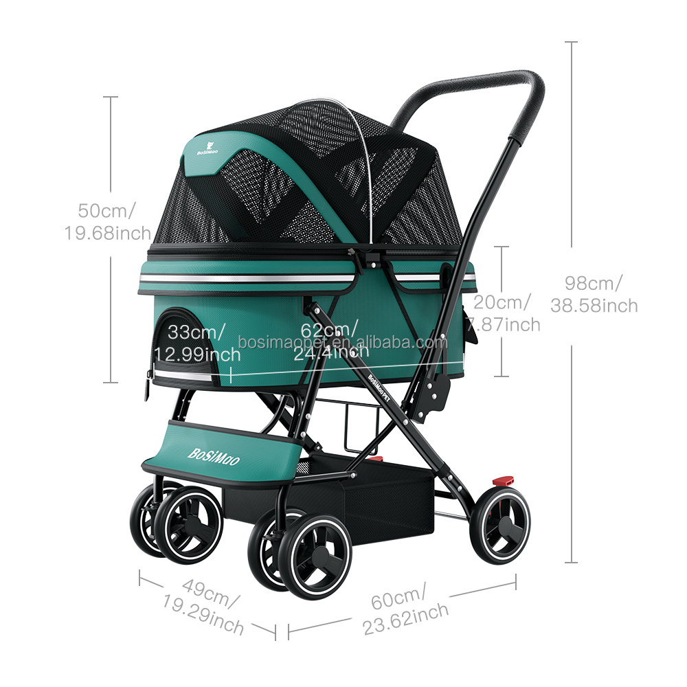 All-In-One Quick-Folding Cat & Dog Stroller Outdoor Travel Cart for Medium Sized Pets up to 15kg