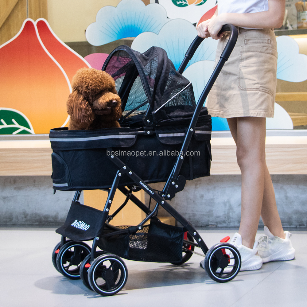 All-In-One Quick-Folding Cat & Dog Stroller Outdoor Travel Cart for Medium Sized Pets up to 15kg