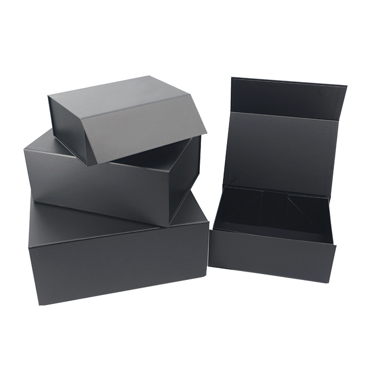 Luxury Black Book Shaped Rigid Cardboard Foldable Gift Box Custom Print Paper Clamshell Magnetic Gift Box